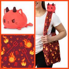 Plushie Tote Bag: Red Devil Cats Tote Bag + Red Devil Cat Plushie TET 6081-TY-540